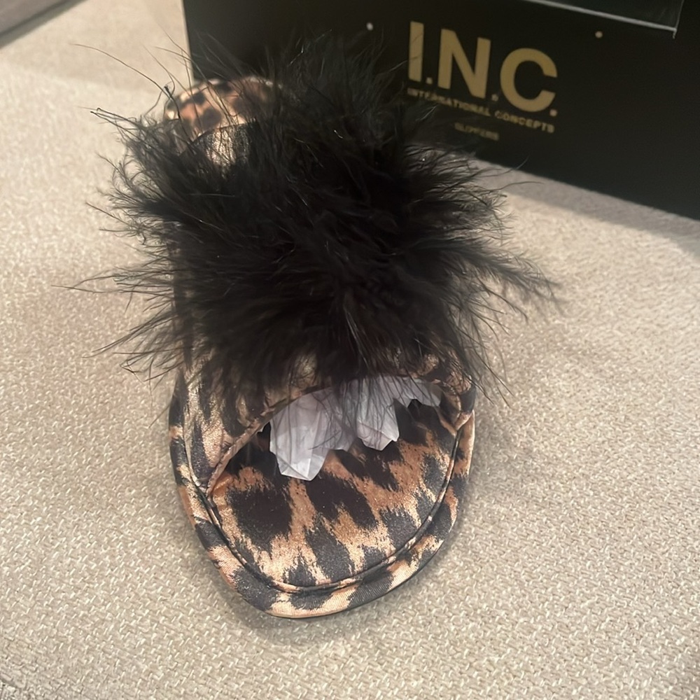 INC International Concepts Leopard Print Slippers